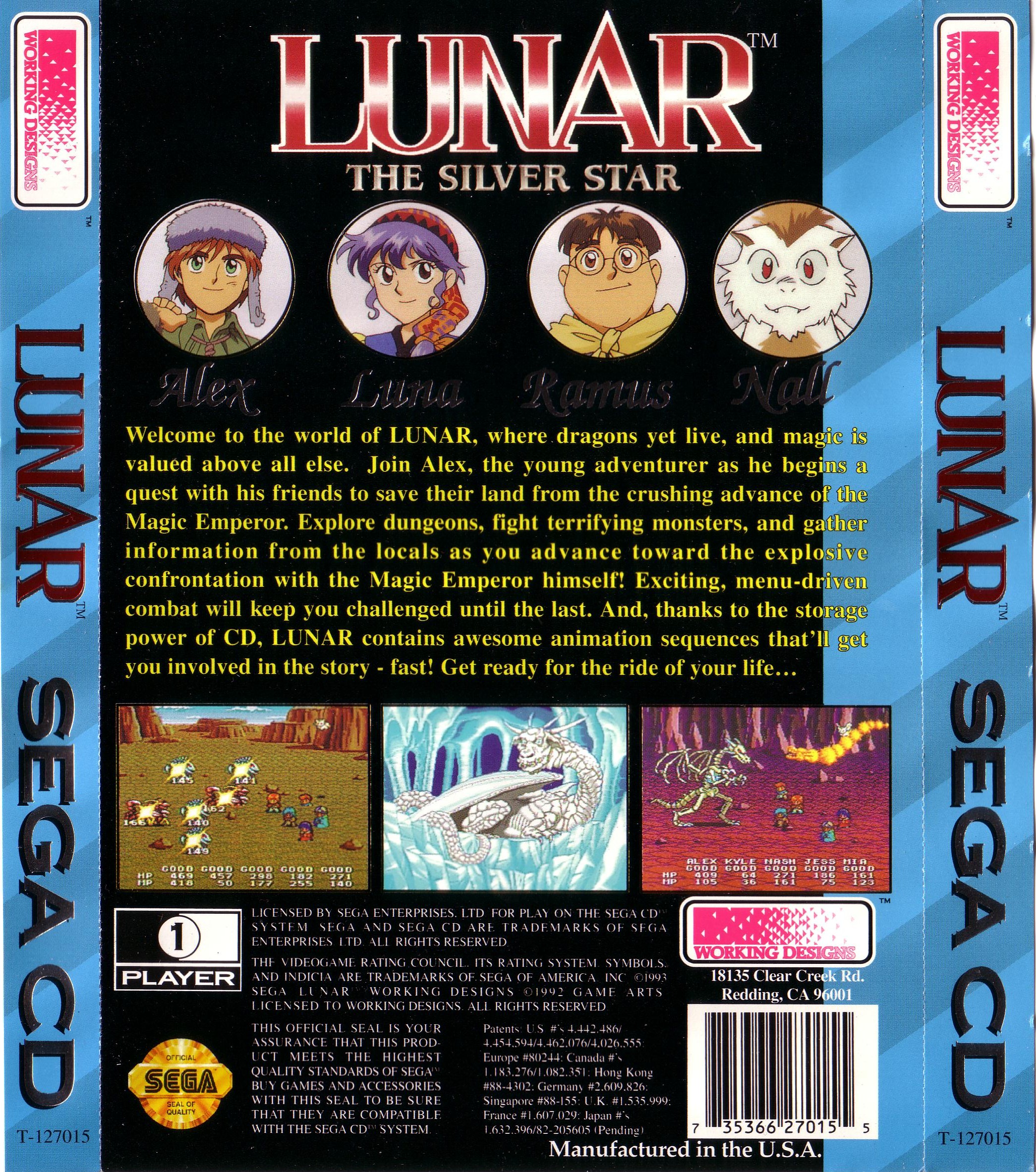 Lunar - The Silver Star (U) Back Cover